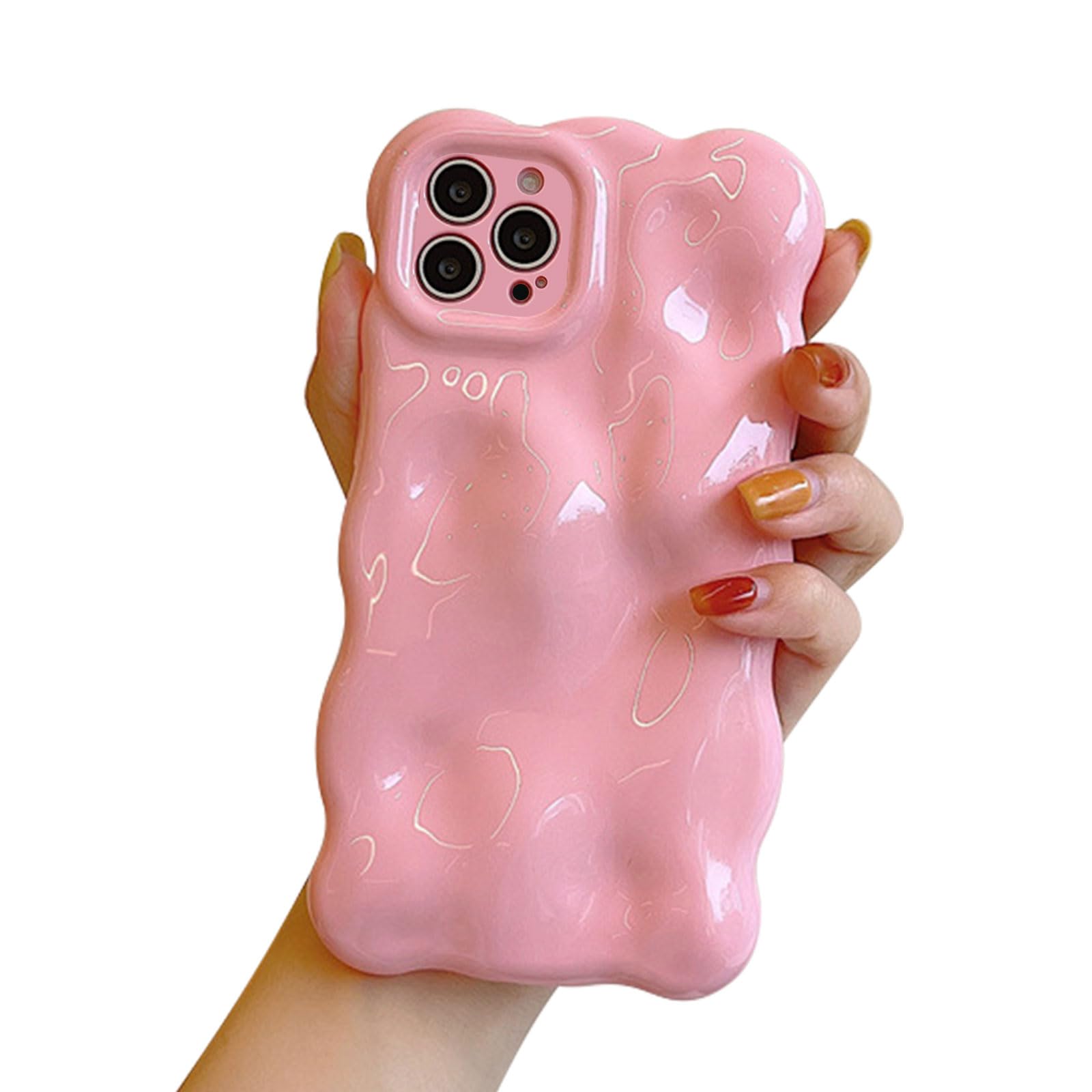 AitipyAitipy Compatible with iPhone 13 Pro Max Case, Cute 3D Wave Bubble Pattern and Stylish Wavy Border, Soft TPU, All-Inclusive Camera Protection Shockproof Phone Case for Women Girls (Pink)