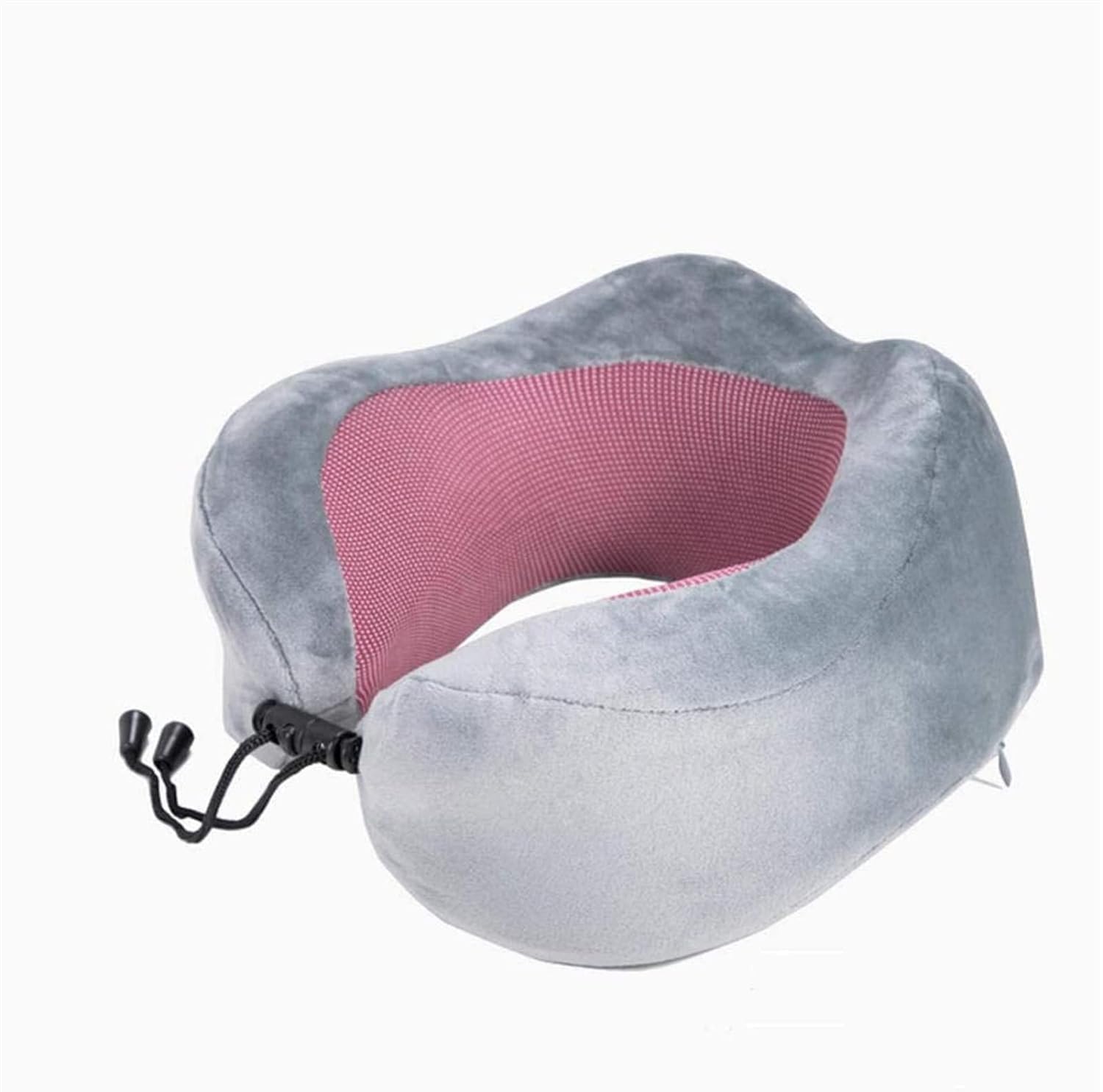 Cuscino da Viaggio in Memory Foam con Cappuccio, Cuscino for Il Collo a Forma di U con Fodera in Peluche, Ideale for Viaggi in Aereo e in Auto(Gray)