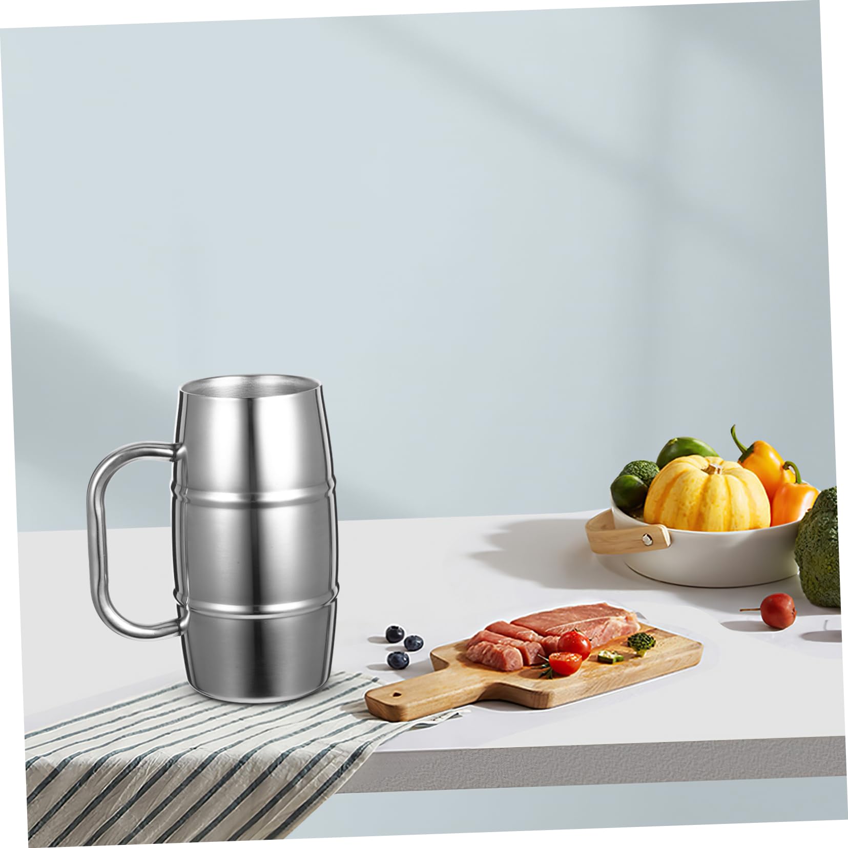 BESTOYARD 5stücke Edelstahl Bierbecher Doppelschichtiger Isolierter Trinkbecher Für Partys Festivals Und Täglichen Gebrauch Handheld Design Für Bier Saft Milch Und Mehr
