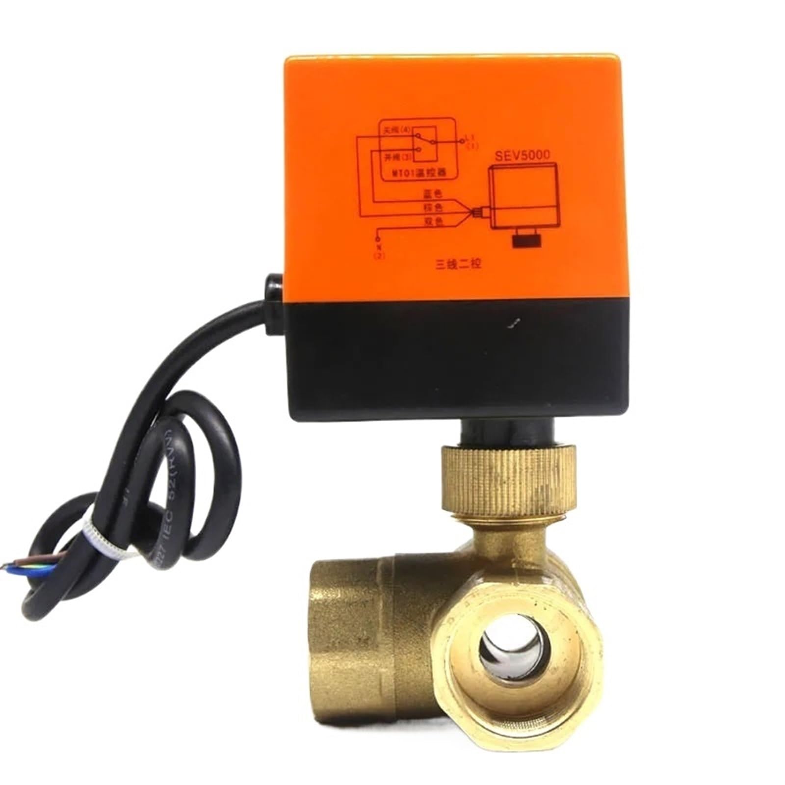 DN25 AC220V 3 Way Wires Electric Actuator Brass Ball Valve Cold&hot Water Vapor/Heat Gas Motorized(DN25)
