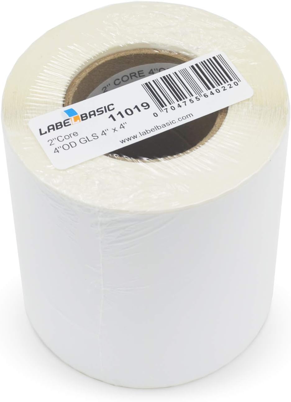 Glossy Inkjet Labels 4" x 4" for Epson TM-C3500, TM-C3400, Primera LX500 and LX400, 300 Labels/Roll on a 2 Inch Core