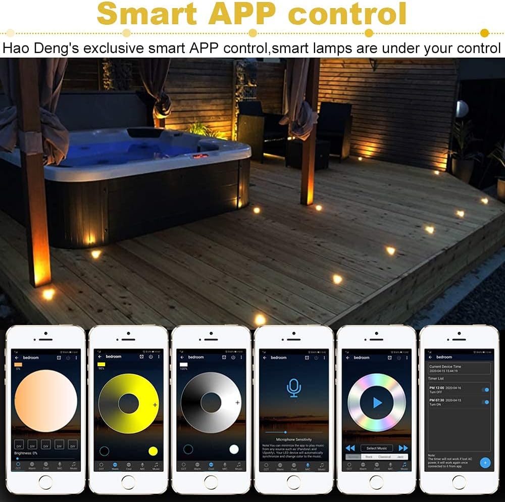 🛒 Crаzу Dеаlѕ 12V Low Voltage LED Deck Lights Kit, 10 Pack Φ1.18 Bluetooth mesh Dimmable Recessed Indoor Outdoor Step Lighting 2700K-6500K Selectable Stainless Steel Waterproof Landscape Pathway Floor Decor