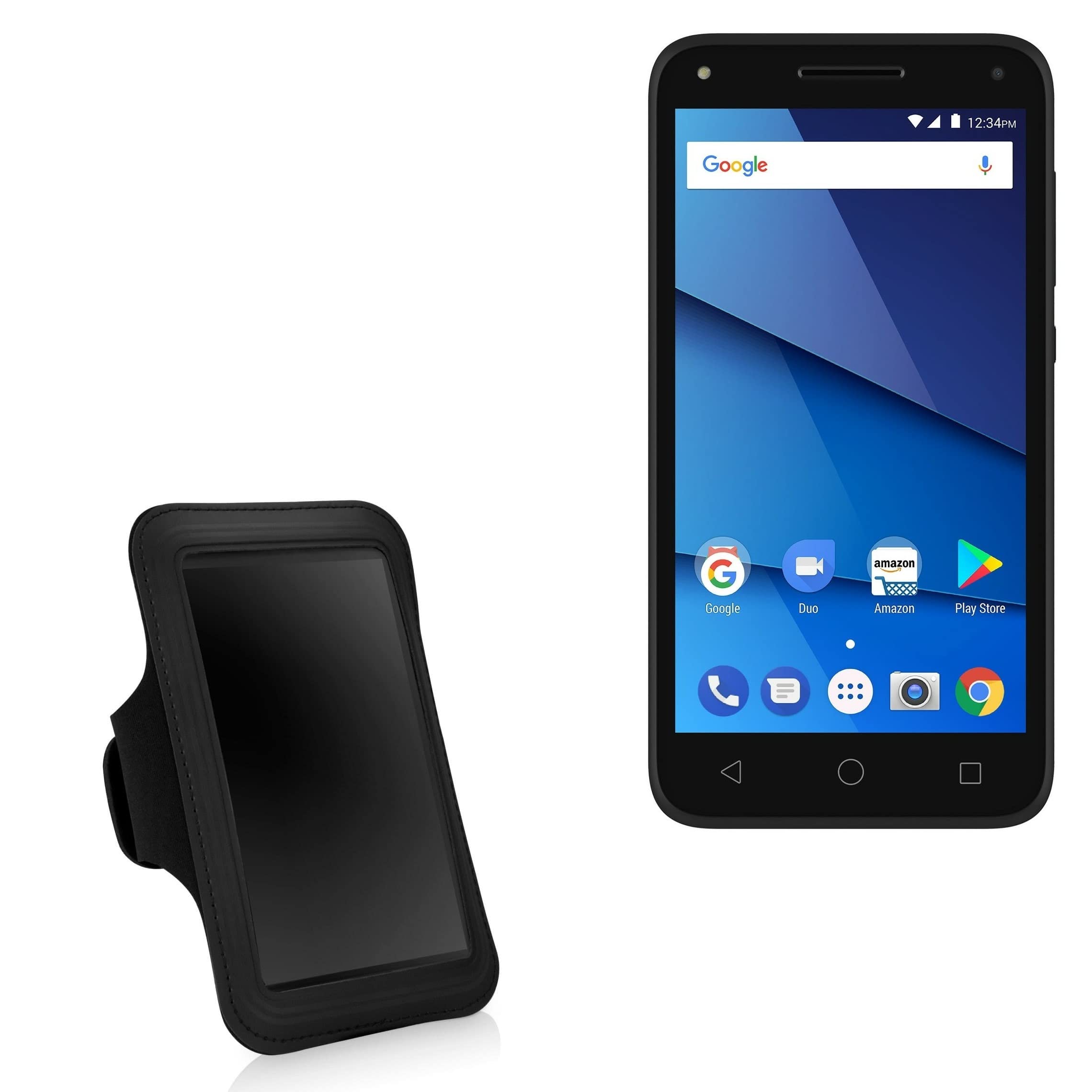 BoxWave Case Compatible with BLU Dash L5 LTE - Sports Armband, Adjustable Armband for Workout and Running for BLU Dash L5 LTE - Jet Black