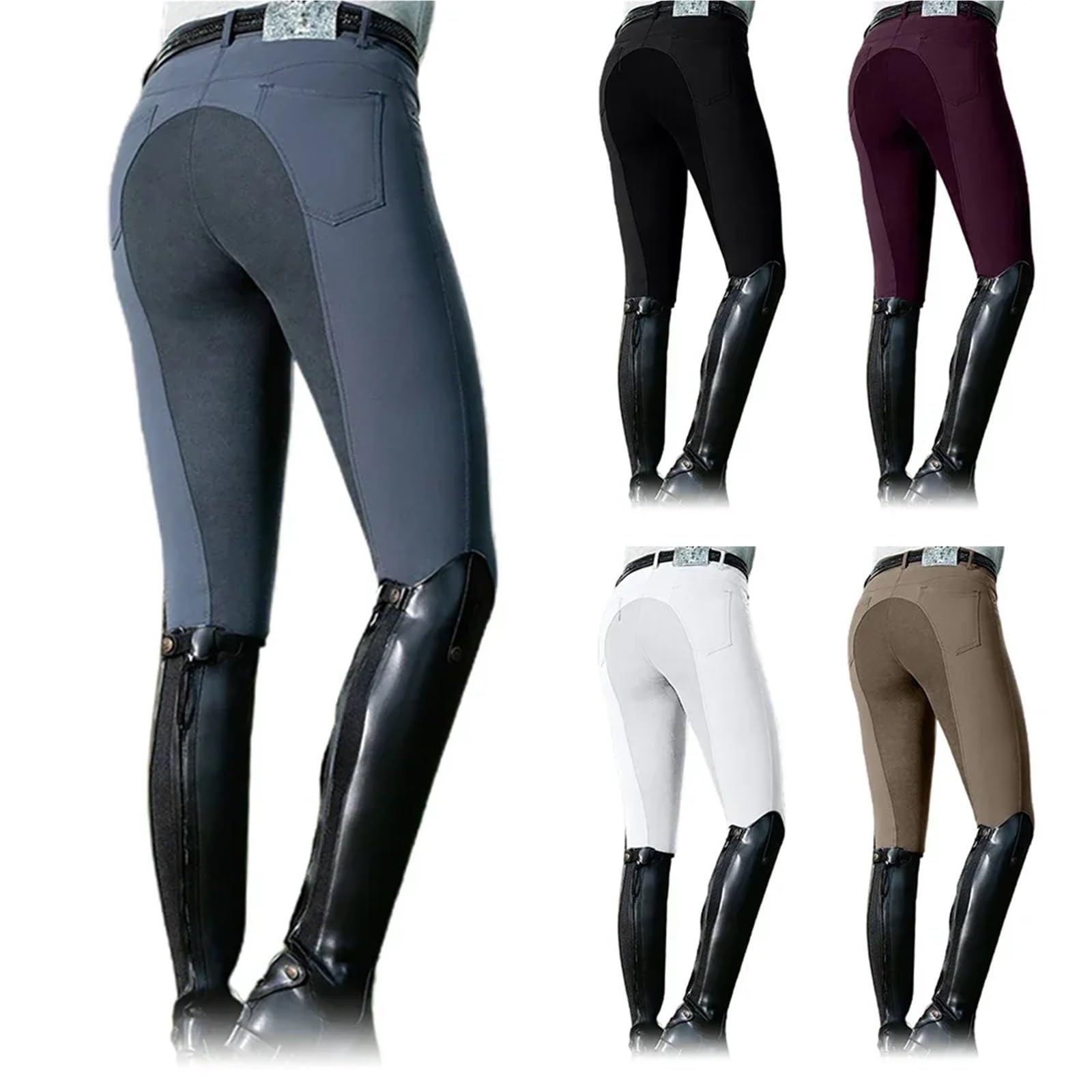 Mallas De Equitación Pantalones De Equitación For Mujer, Pantalones Elásticos, Leggings De Ciclismo, Pantalones Ecuestres, Pantalones De Carreras De Caballos(Light Gray,XXXL)