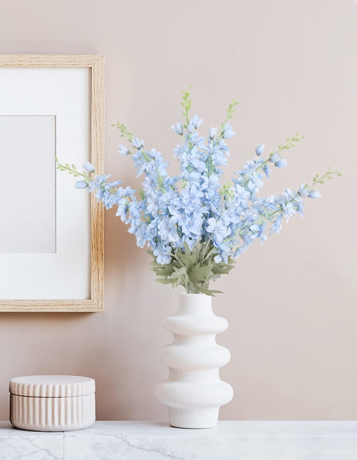 IPOPU 33.5 in Fake Flowers Delphinium Artificial Flowers Silk Flowers 6 PCS Light Blue Larkspur Artificial Flowers Long Stem Flowers for Tall Vase Home Wedding Party Decor (Light Blue) - Image 6