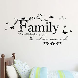 Tophappy Wall Stickers Frasi Famiglia in inglese “Family” Removibile Impermeabile Adesivi Murali Adesivo da Parete per Camera da Letto Bambini Salotto