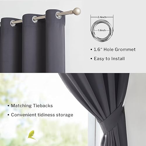 Miniatura 5 de Anpark Cortinas 100% opacas con bloqueo de luz completa, cortinas con aislamiento térmico y alzapaños, paneles de cortina de privacidad total para