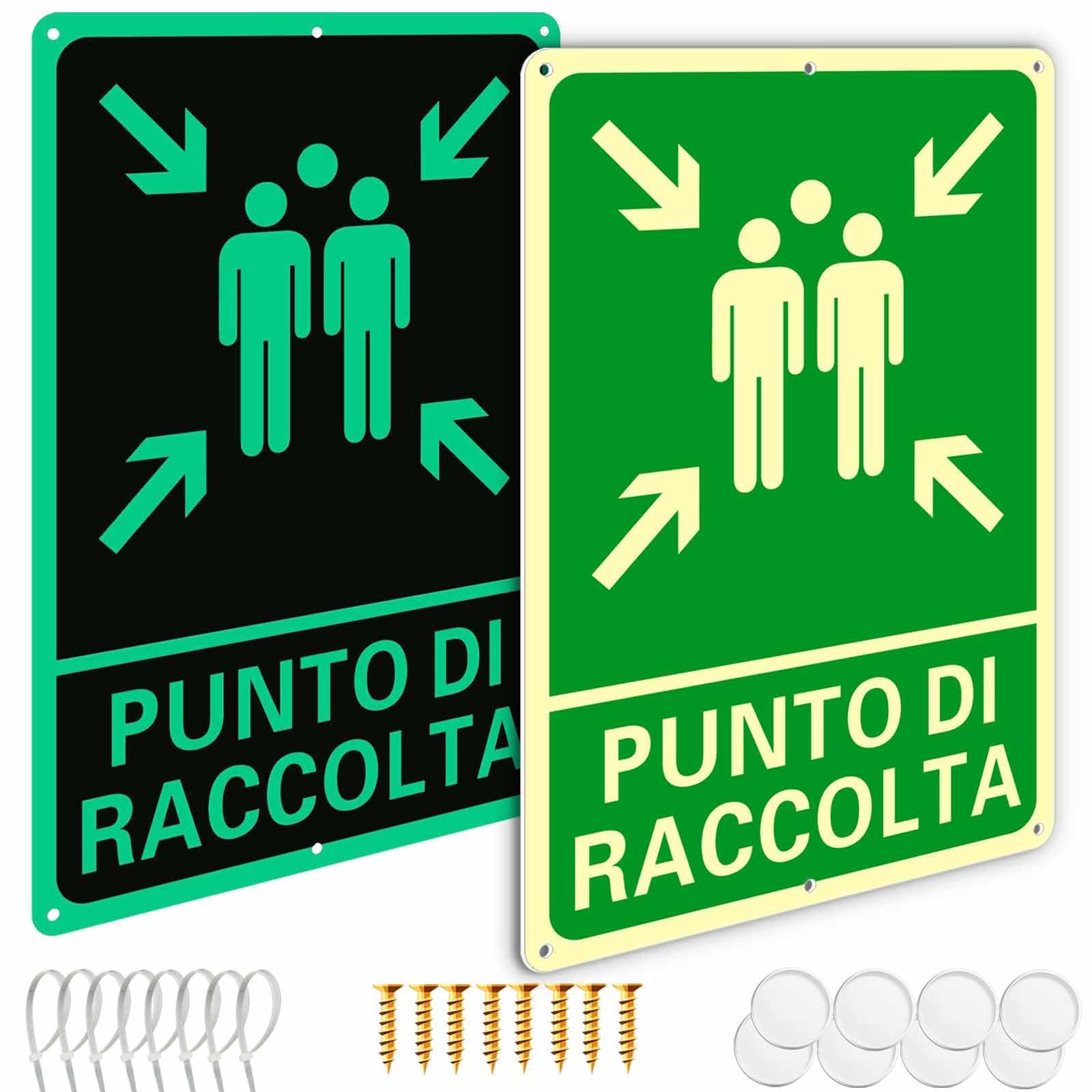 IT Ashoaza 2 letreros luminosos con punto de recogida de aluminio resistente para exterior e interior, señal de emergencia y seguridad, 20 x 30 cm, punto de recogida de señalización (punto de montaje)