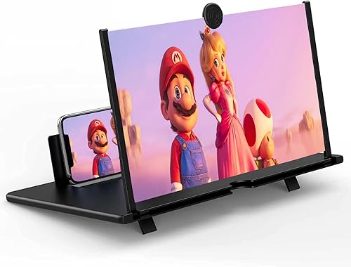 Lupa de pantalla de 16 pulgadas para teléfono inteligente - Proyector de aumento de pantalla de teléfono móvil HD 3D para películas, videos y