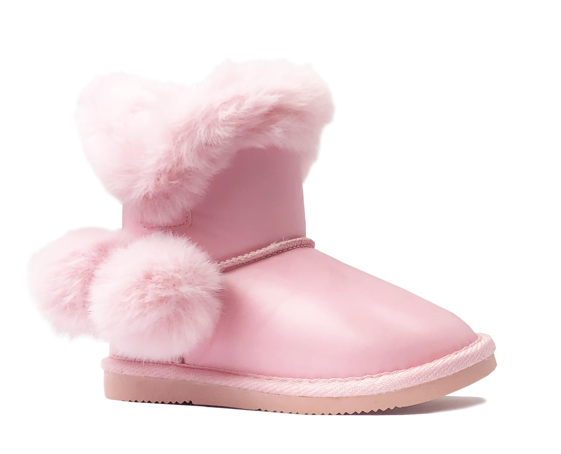 REDVOLUTION Kids Boots Toddler Girls Cute Butterfly Bow | PomPom PU leather Boot (Toddler/Small Kid)