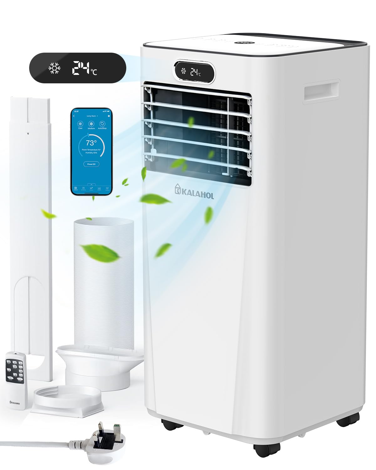 Air Conditioning Unit 9000 BTU, Smart Home WiFi Compatible, 4-in-1 Portable Air Conditioner Dehumidifier with Window Kit, Digital Display, 24H Timer, for Room Up to 269 ft [Energy Class A]