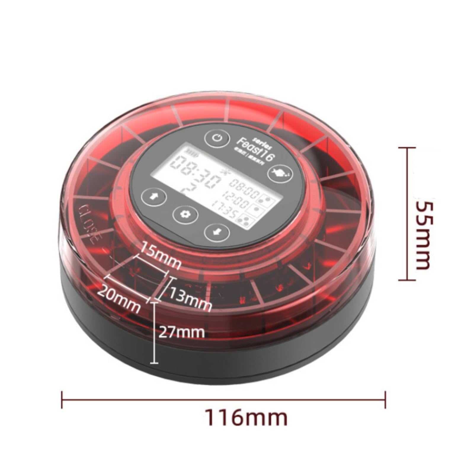 Distributeur Nourriture avec Écran Digital Temporisé Mangeoire Compact Nourrisseur D'aquarium pour Vacances