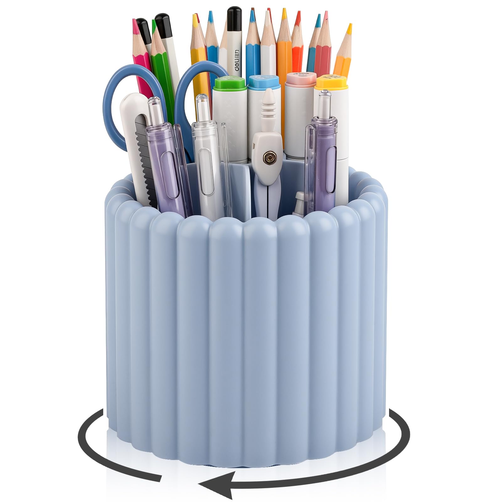 Anyoifax 360° drehbarer Stifthalter für Schreibtisch, abnehmbarer Stiftebecher, Blau