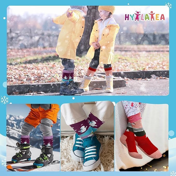 Hylaea Merino Wool Ski Socks Kids, Knee-high Warm Thermal Snowboard Skating Socks for Boys Girls Toddler - Image 6