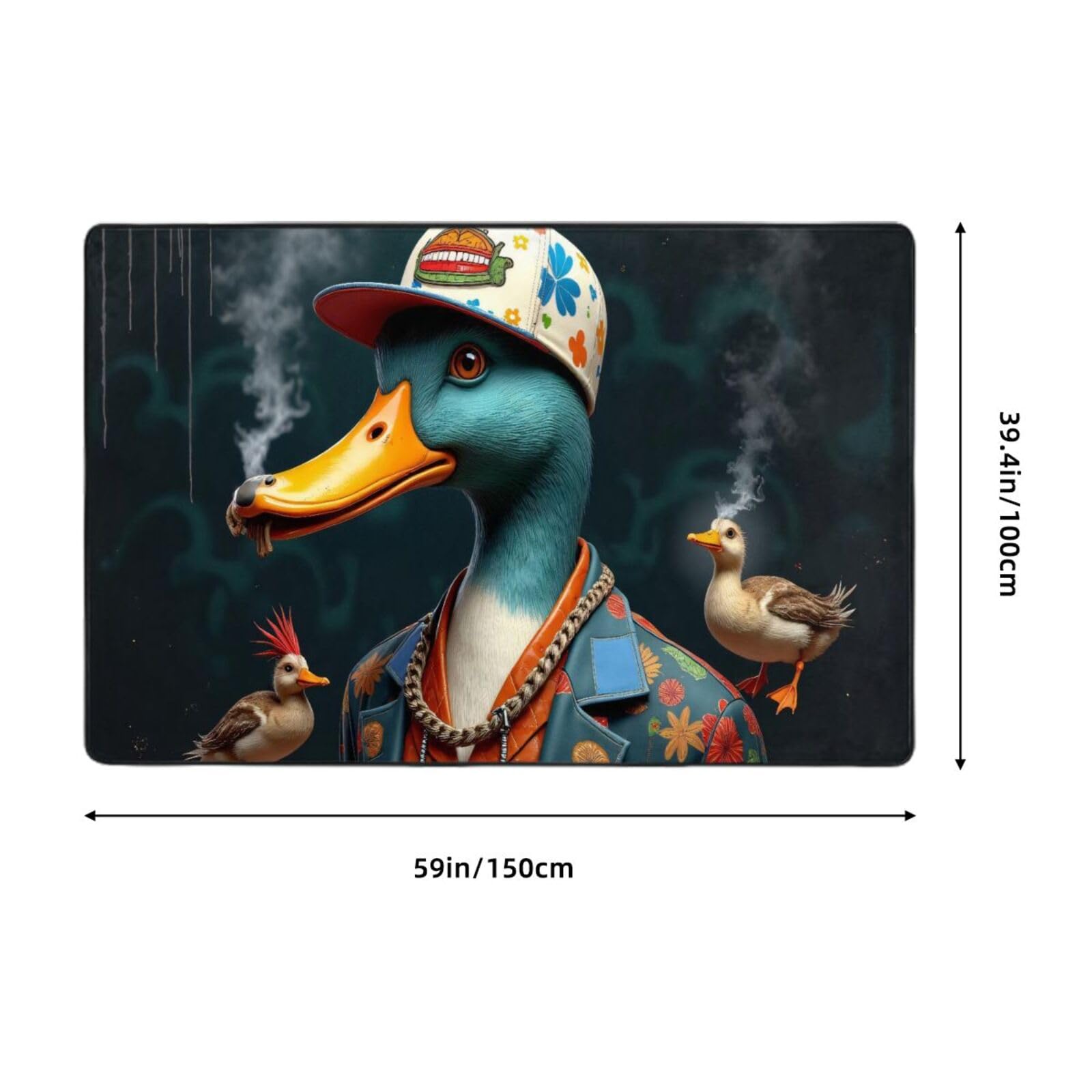 Tapis imprimé canard bleu cool pour salon, chambre à coucher, tapis doux lavable 9,1 x 152,4 cm, tapis antidérapant pour décoration de chambre à coucher, esthétique 152,4 x 99,1 cm