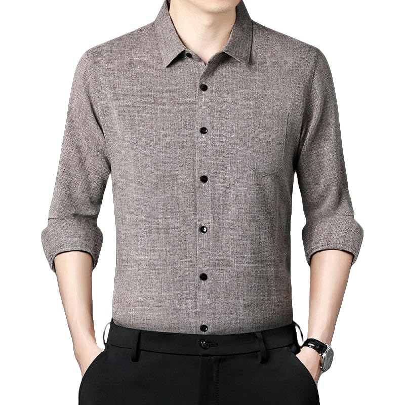 Chemise homme coton et lin légère anti-transpiration pour le bureau et les loisirs