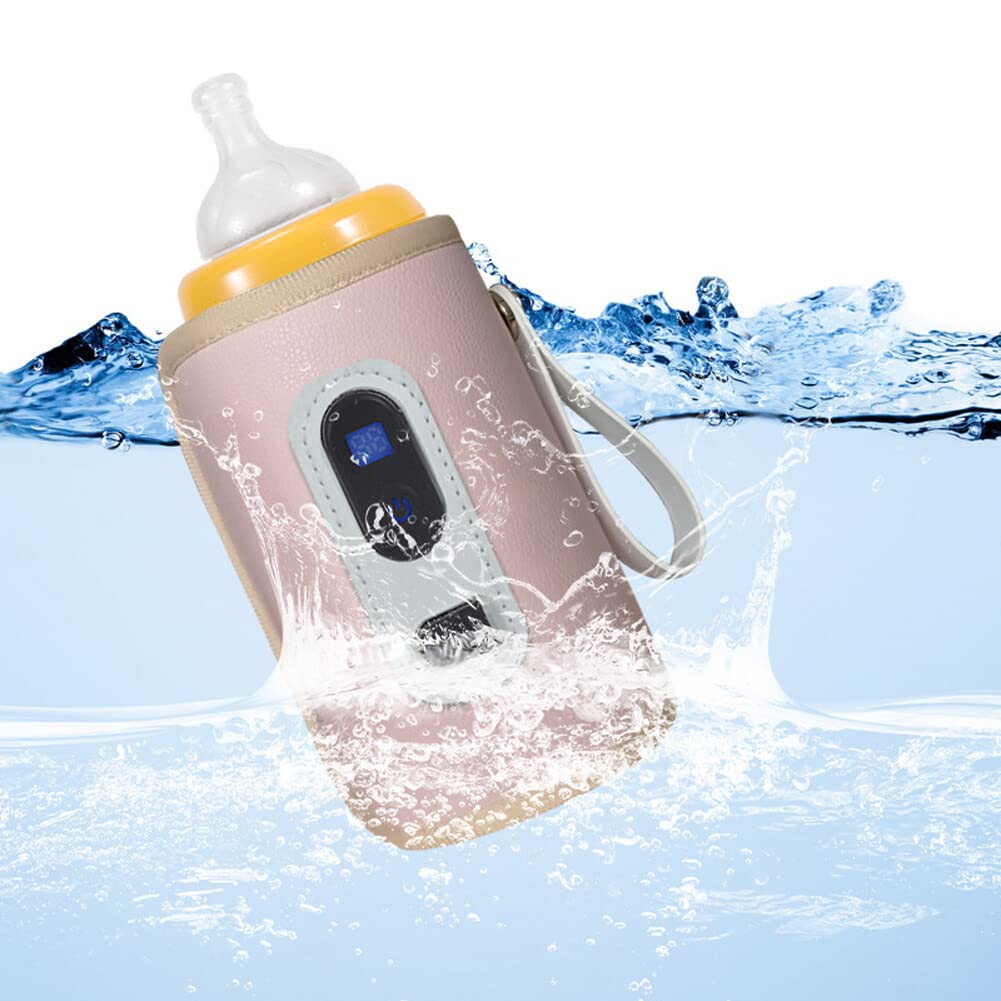 Portable Bottle Warmer, 5 Temperature Adjustable Portable Baby Bottle Warmer, Milk Bottle Constant Temperature Feeding Bottle Warmer with Temperature Display for Travel Camping