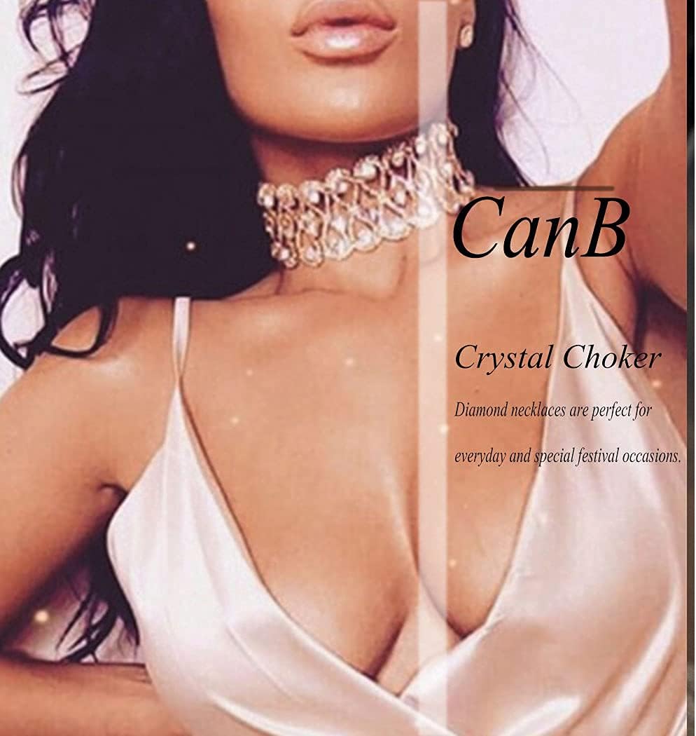CanB Rhinestone Necklace Choker Adjustable Crystal Collar Wedding Bridal Choker Sparkly Neck Jewerly Accessories for Women and Girls - Image 6