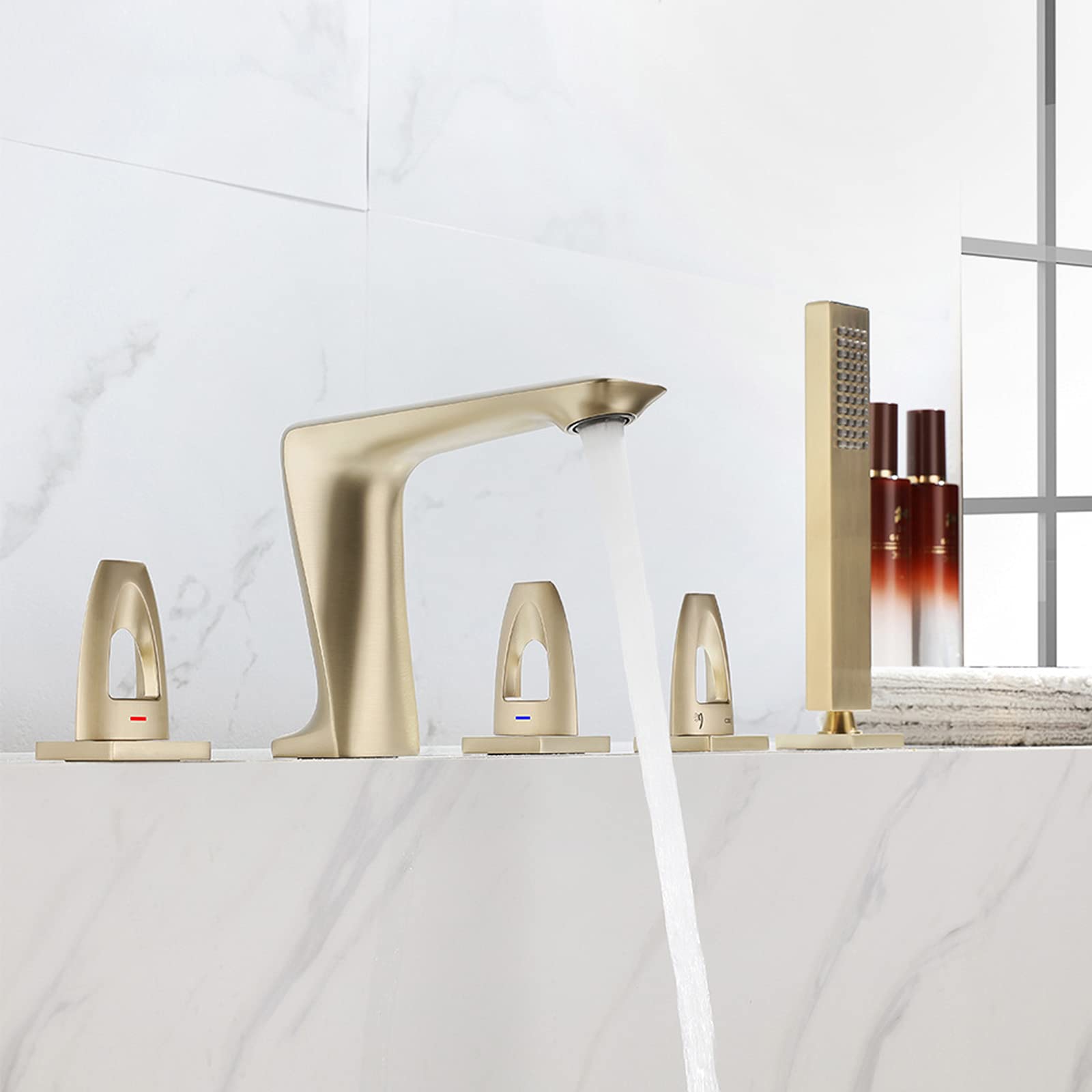 Robinet de baignoire en cuivre mitigeur rotatif design cinq pièces luxe salle de bain moderniser