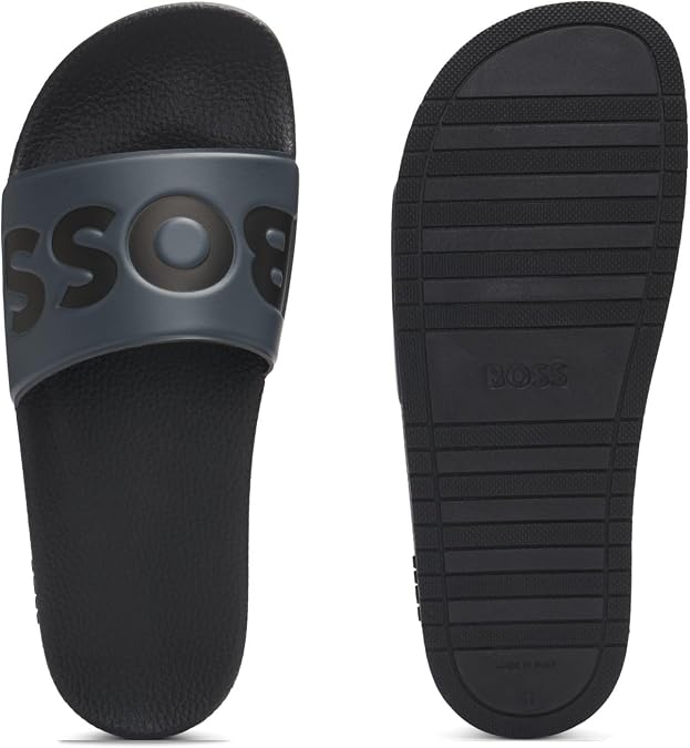 BOSS Men's Aryeh Slid Made in Italy Slides with Large Logo Detail Size
