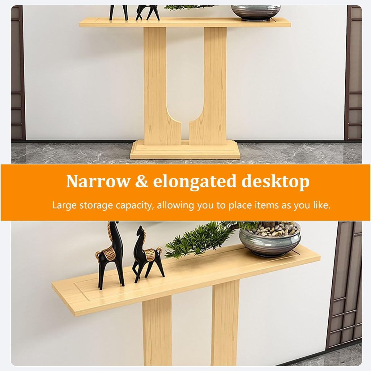 Tavolo consolle industriale a forma di U con contenitore, tavolo da ingresso in legno massiccio per ingresso, ufficio, decorazione per la casa