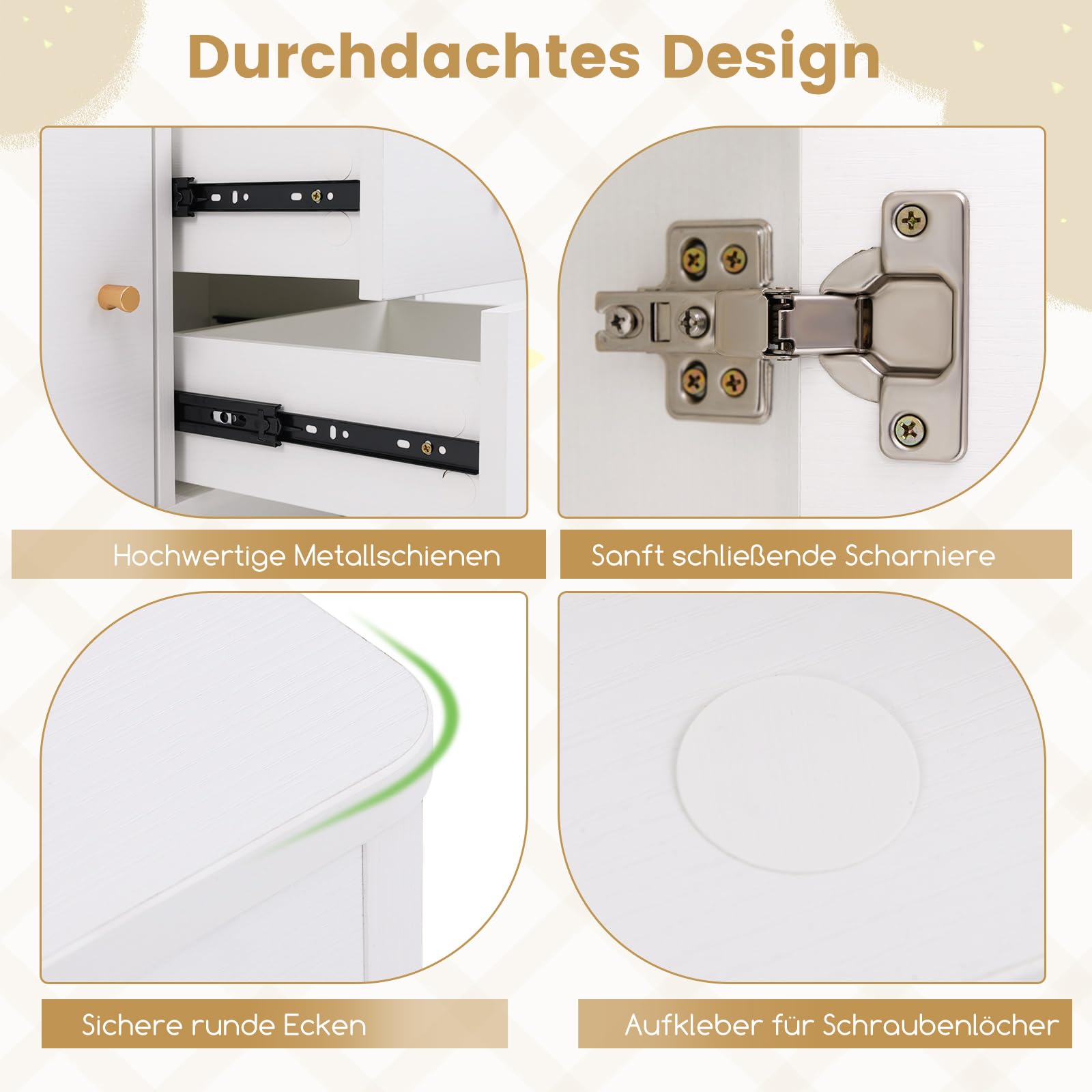 COSTWAY Spielzeugschrank Kinder, Kinderregal aus Holz, Kinderschrank mit 2 Schubladen & 2 Türen, Spielzeug-Organizer Aufbewahrungsschrank für Kinderzimmer, Schlafzimmer, 106 x 30 x 62 cm (Weiß)