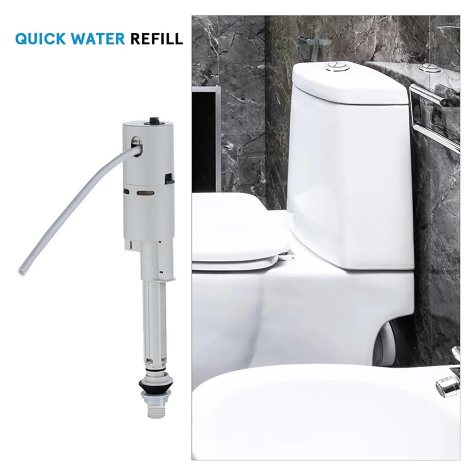 Fluxómetro manual para inodoro Accesorio De Repuesto For Inodoro Con Válvula Llenado Tanque Agua Universal Plástico Y Bajo Ruido