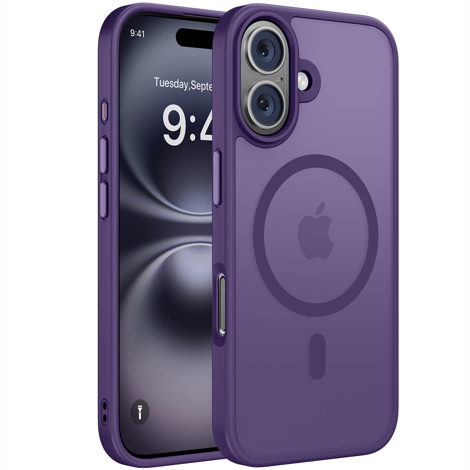Miracase Magnetic Series for iPhone 16 Case [Compatible with MagSafe] Military-Grade Protection, Anti-Fingerprint, Slim Phone Case for iPhone 16 6.1 inch - Deep Purple