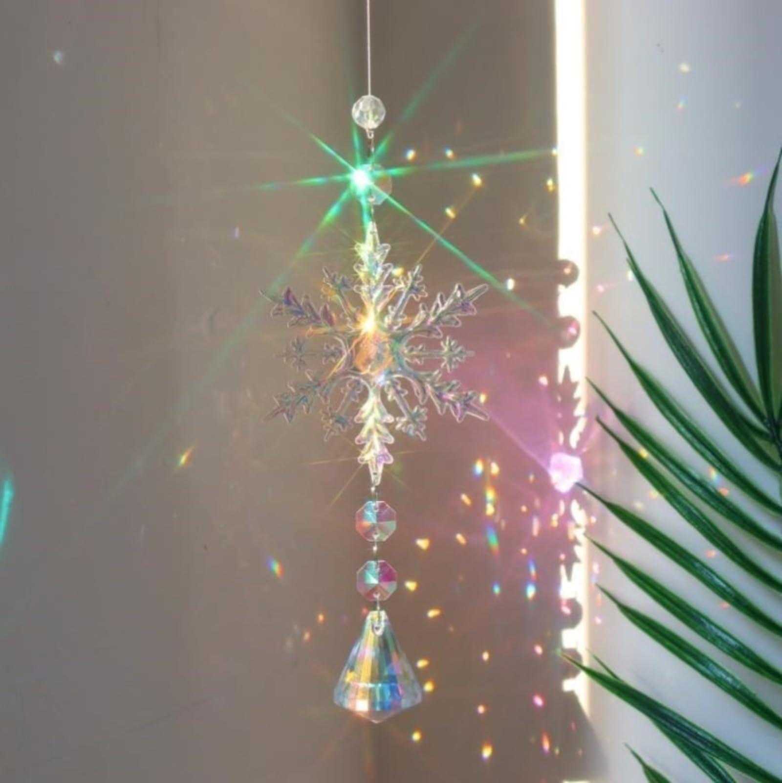 Crystal Pendant Snowflake Rainbow Light and Shadow Window Christmas Tree Decoration