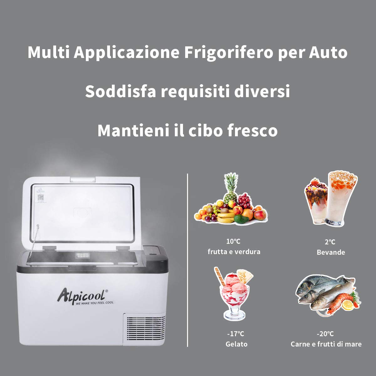 Alpicool K25 Frigorifero per Auto 25 litri 12/24V DC Congelatore Portatile con Schermo Touch LCD