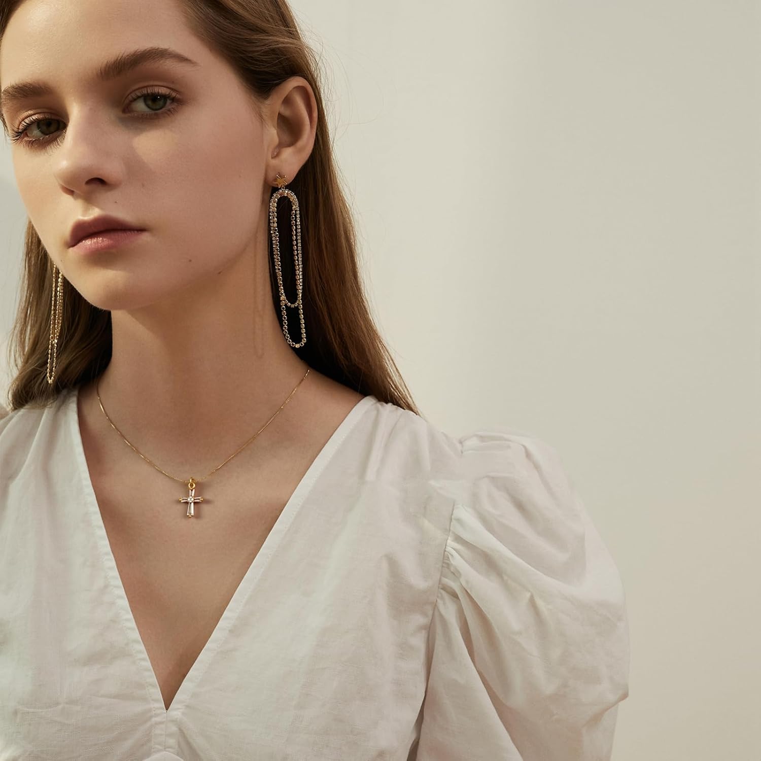 18k Gold Plated Cross Necklace for Women,Faith Pendant Diamond Necklace Cubic Zirconia for Women Trendy Gold Jewelry Gifts - Image 4