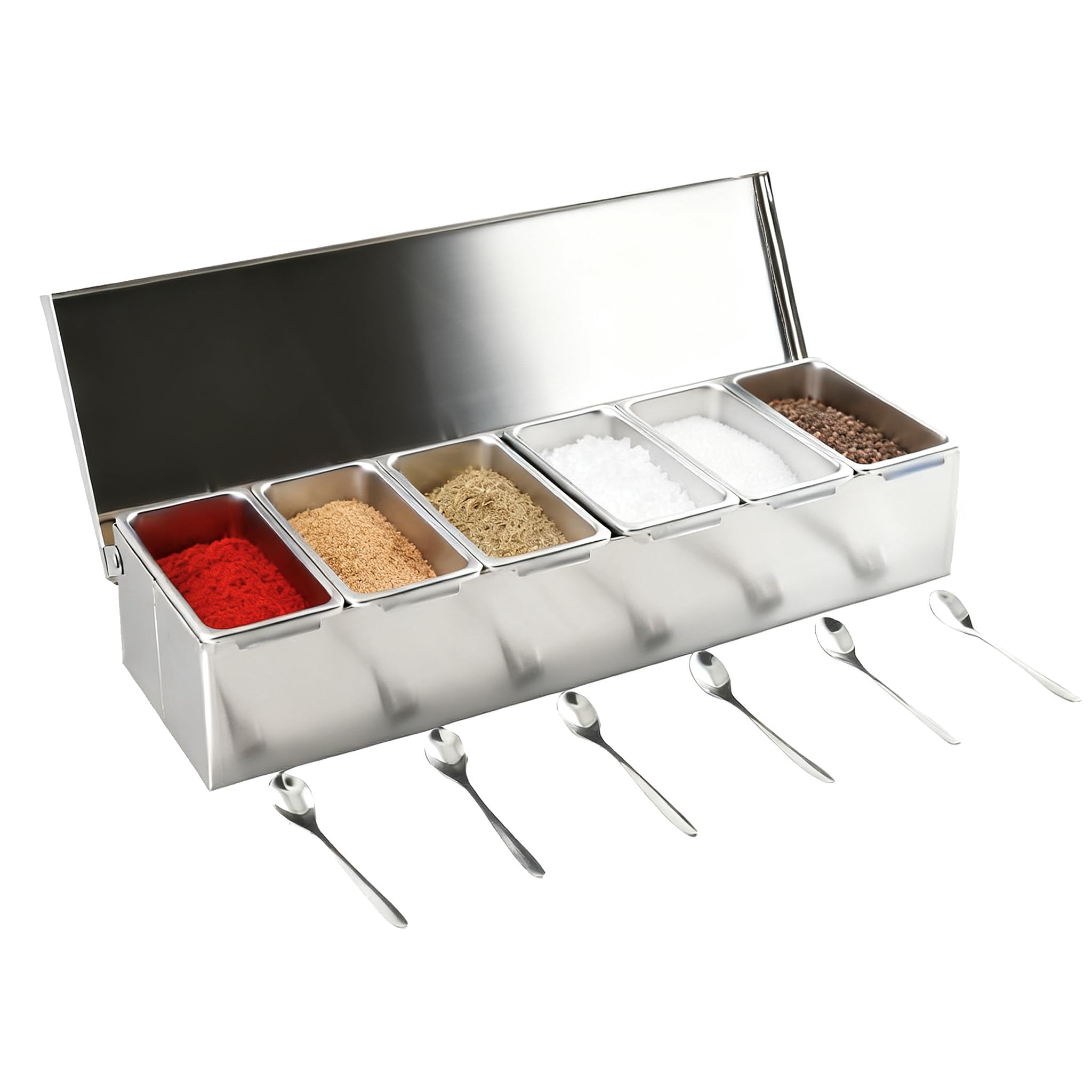 Assaisonnement Box Set, 6 Grilles, avec Couvercle et 6 Cuillère