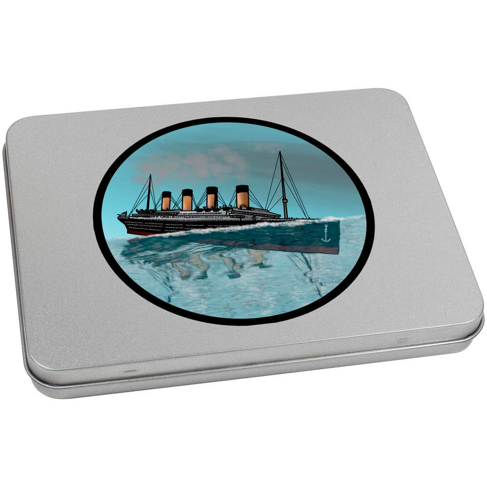 Azeeda 170mm 'Sinking Titanic Motif' Metal Hinged Tin/Storage Box (TT00138155)