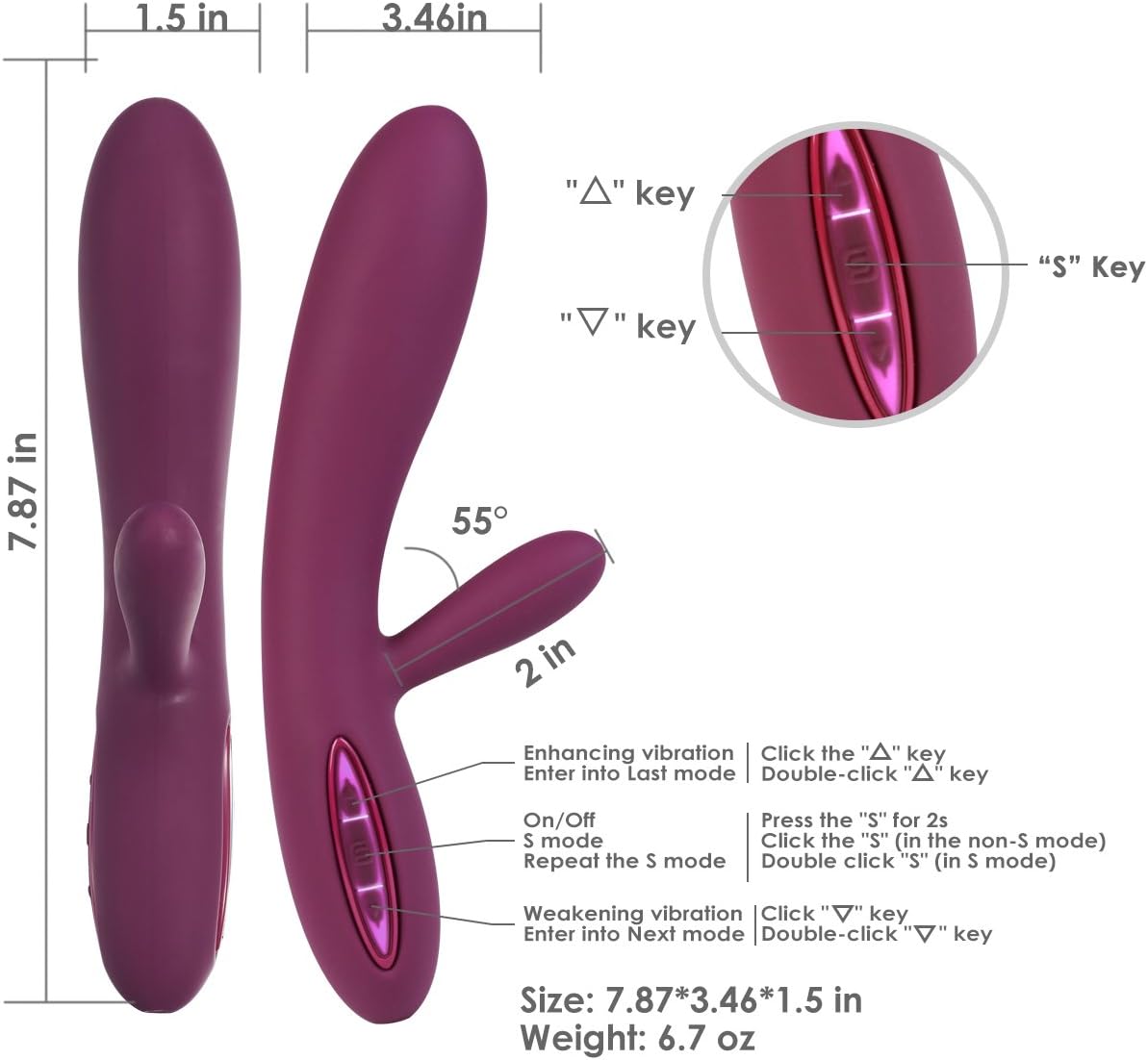 svakom® Lucas – Vibrador de silicona con Dual Motores g de ...