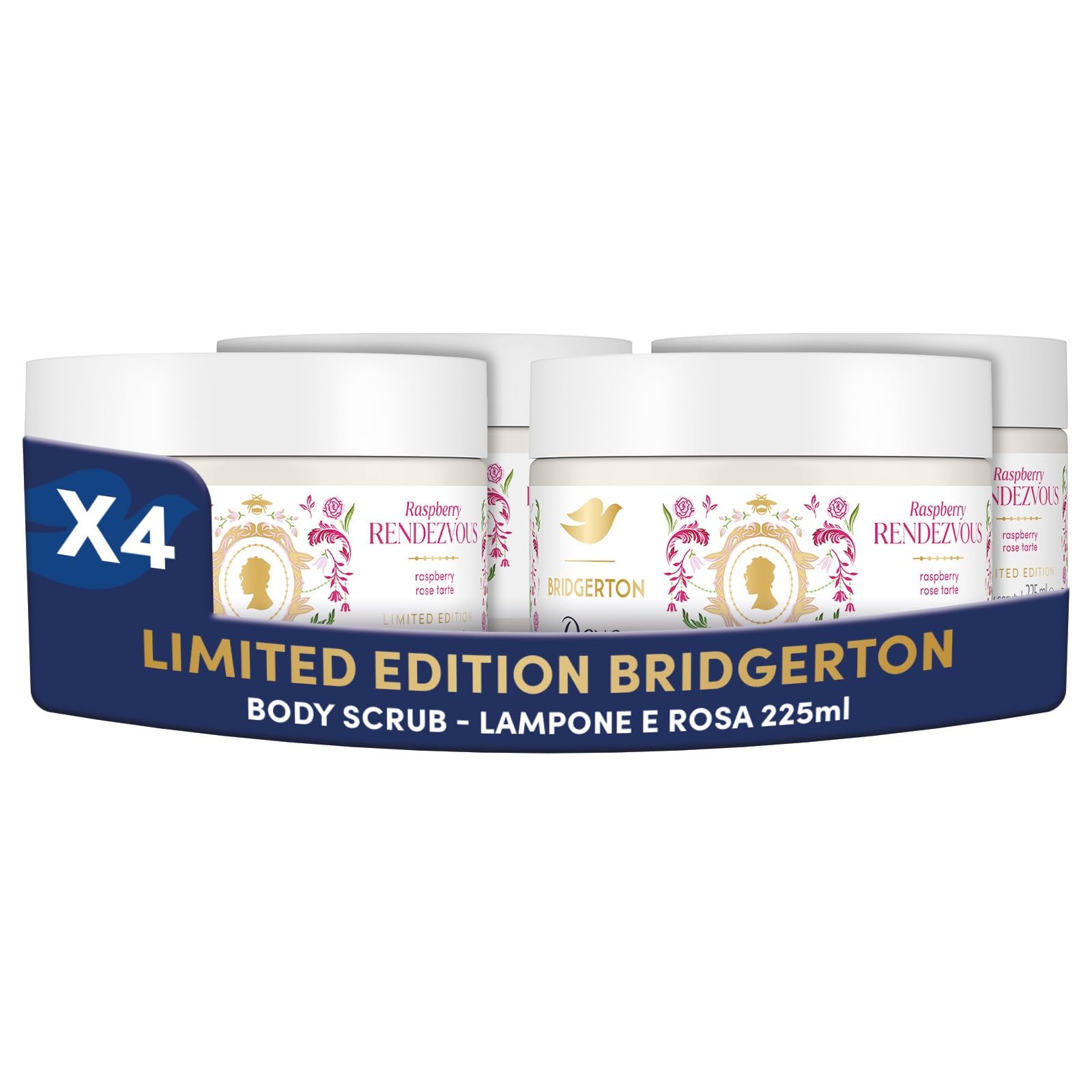 Dove Raspberry Rendezvous Limited Edition Body Scrub for Smooth Skin 4 x 225 ml