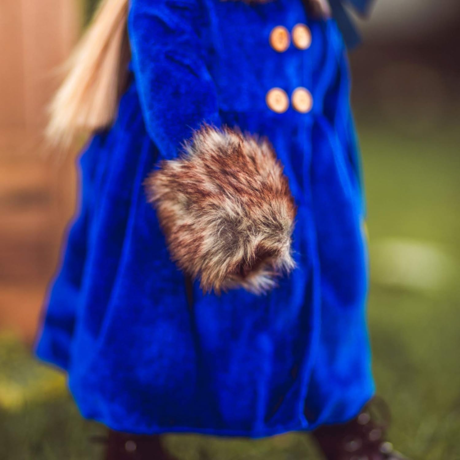 The Queen's Treasures 18 inch Doll Clothes Outfit, Blue Velvet 1800's Style Polyester-Fur Trimmed Coat, Hat, and Hand Warmer, Compatible for Use with American Girl Dolls, Doll NOT Included