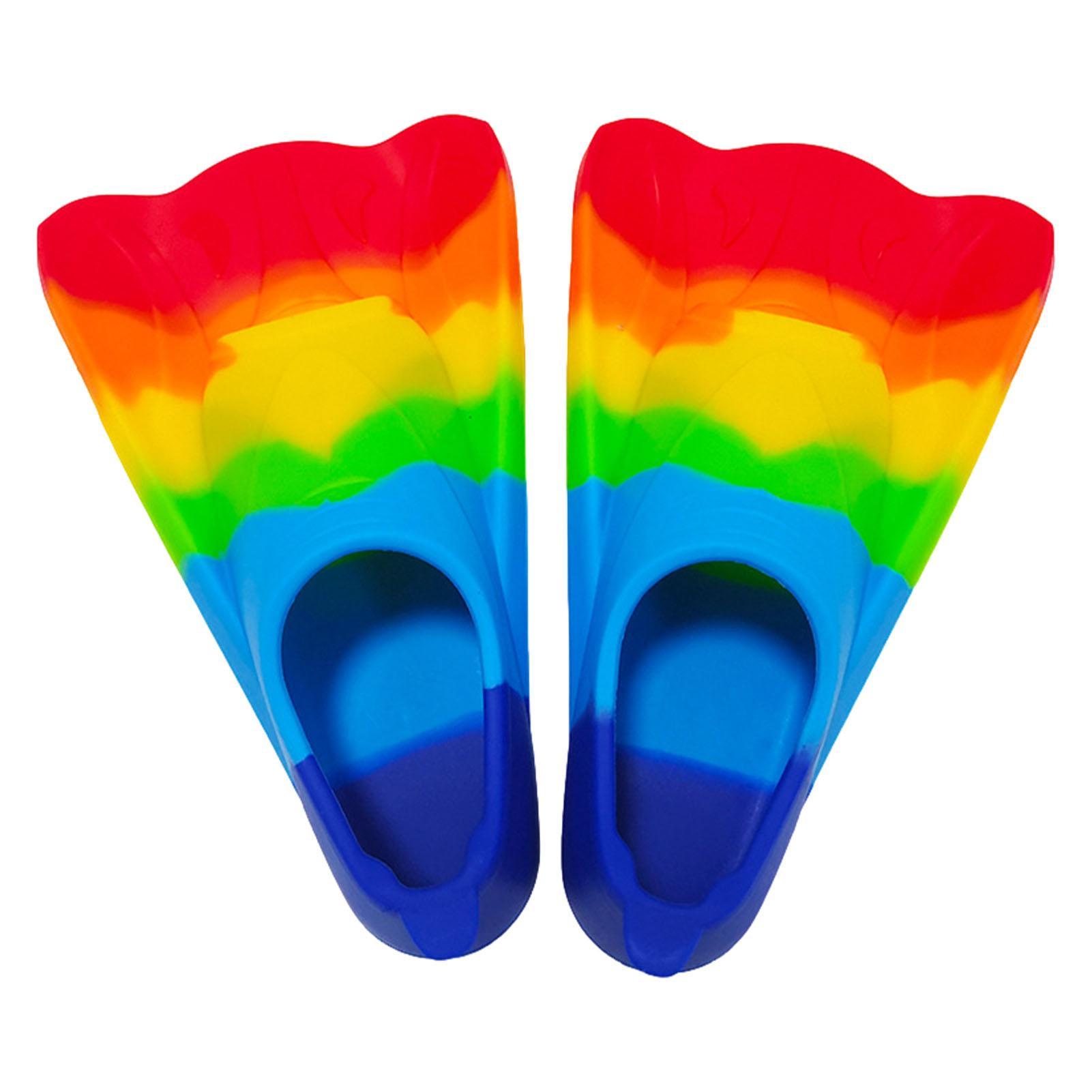 Nuyhadds Kids Flippers - Creative Rainbow Silicone Kids Swimming Fins | Short Youth Kids Snorkel Fins, Toddler Flippers for Children Beginners, Enhance Swim Skills