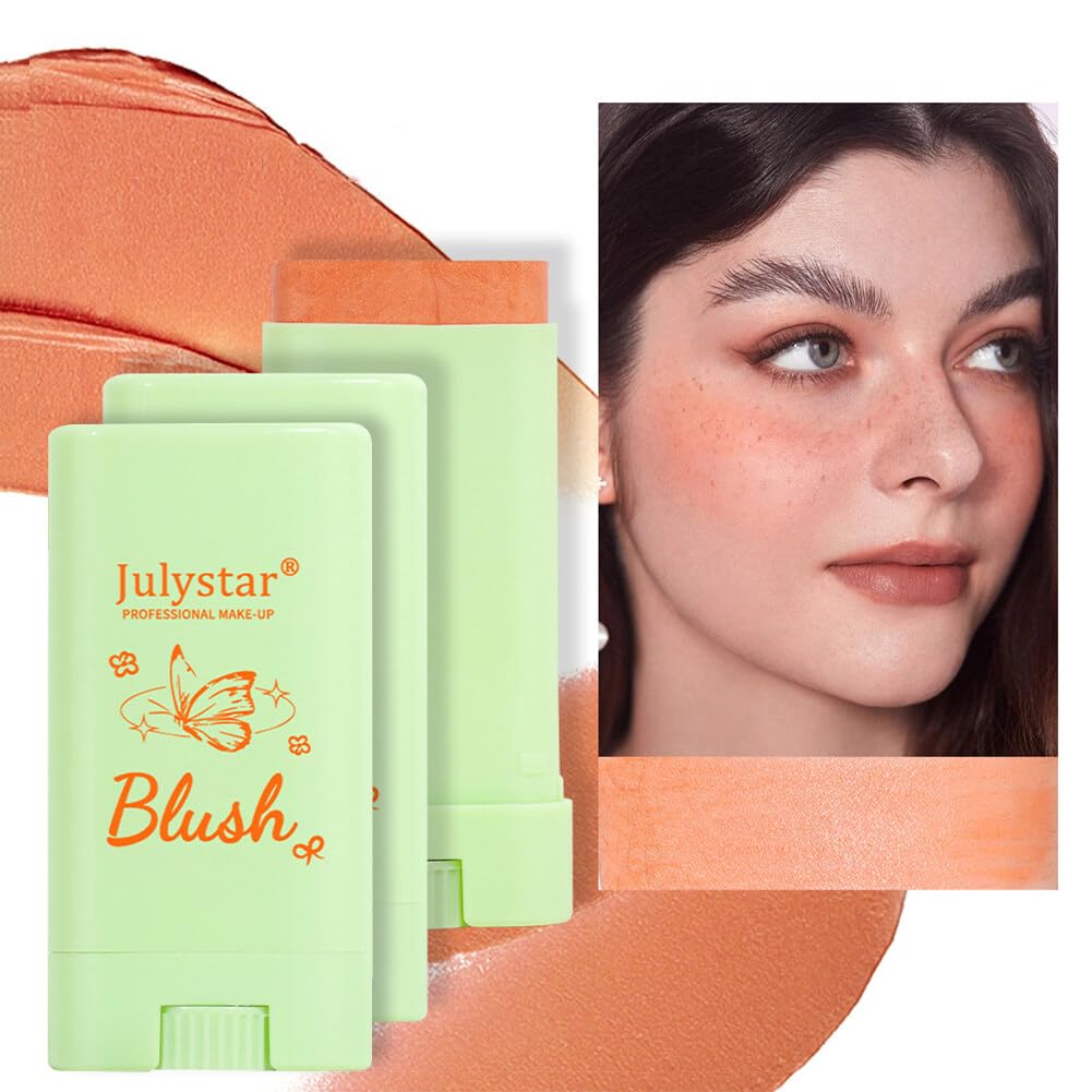 2Pcs Natural Blush Stick 3 in 1 Blushers Face Blush Matte Easy Blend Multi Use Cheek Tint Contouring Blush Makeup, Versatile, Adds Shimmer, Easy To Use On The Go, Blends Effortlessly, Type 3