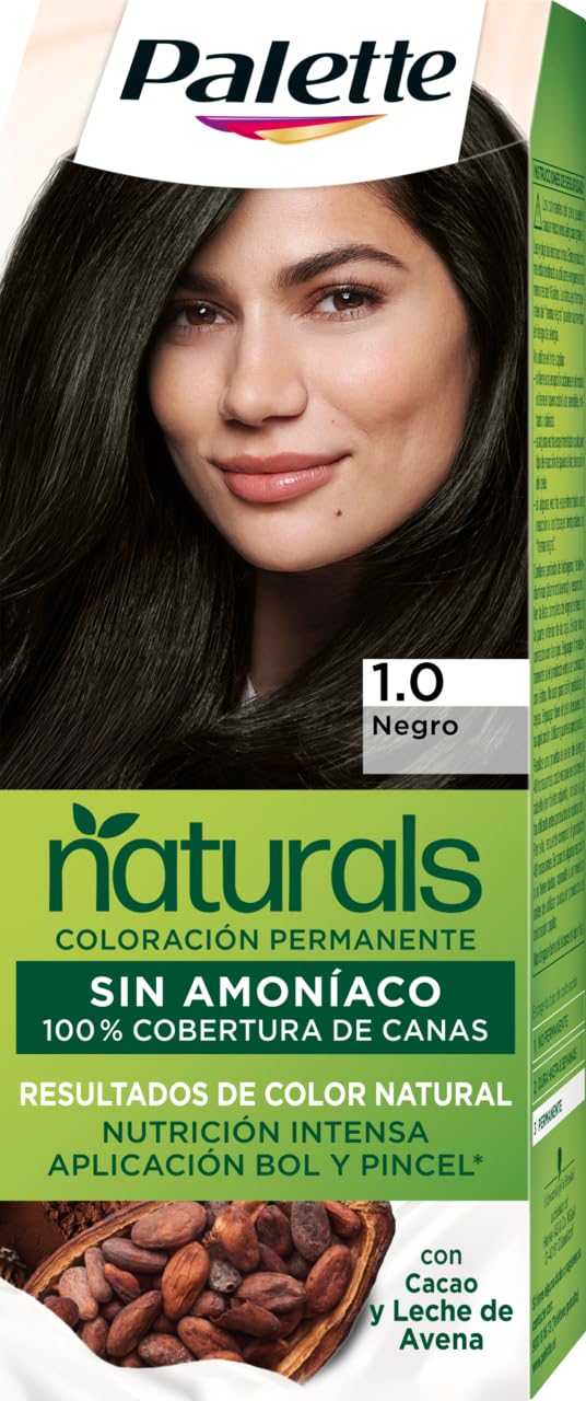 Schwarzkopf Palette Naturals - Tinte 1 Negro- Coloración Permanente Sin Amoníaco- Resultados de Color Natural (Pack de 5)