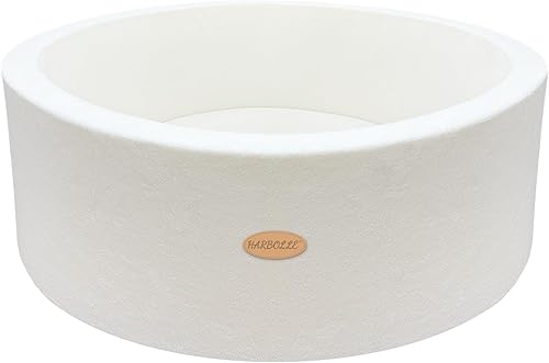 Miniatura 12 de Pozo de bolas de forro polar suave de 35.4 pulgadas y corralito para niños pequeños y bebés, centro de juegos de espuma para interiores y Negro