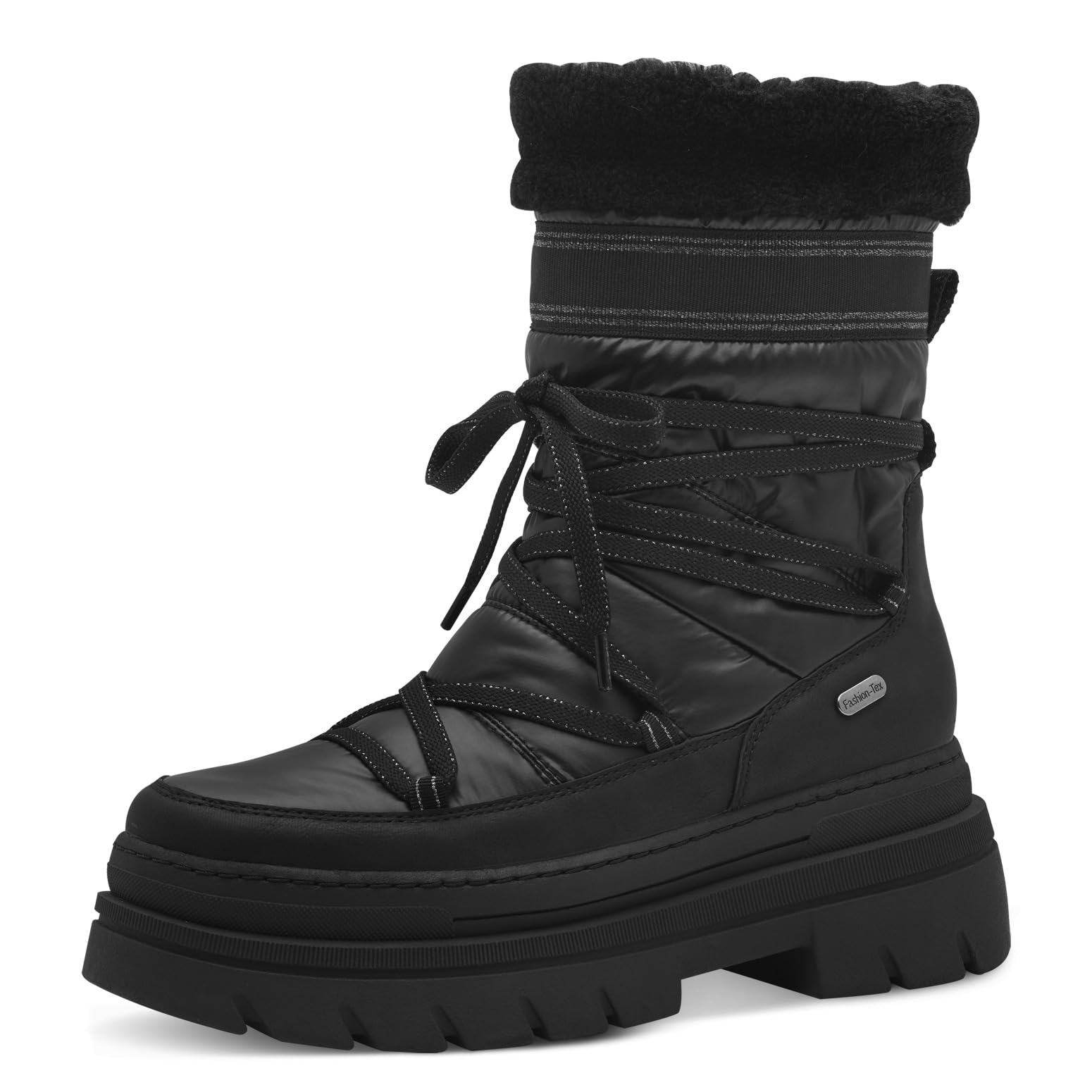 MARCO TOZZI Women's Bootie Laced 2-26288-43 Fashion Boots, Black Comb, 41 EU, Black (Black Comb), 8.5 UK