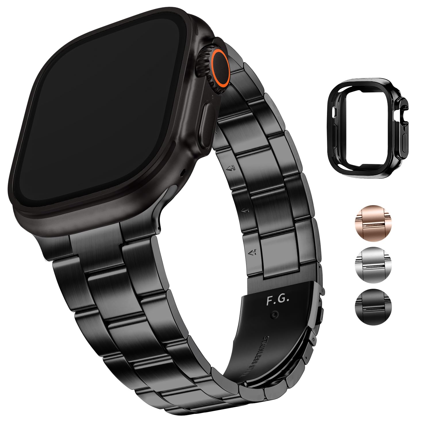 FullmosaBand Compatible with Apple Watch Band 38mm 40mm 41mm 42mm 44mm 45mm, Stainless Steel iWatch Band/Band with Case for Apple Watch Series 7/6/5/4/3/2/1/SE Women Men