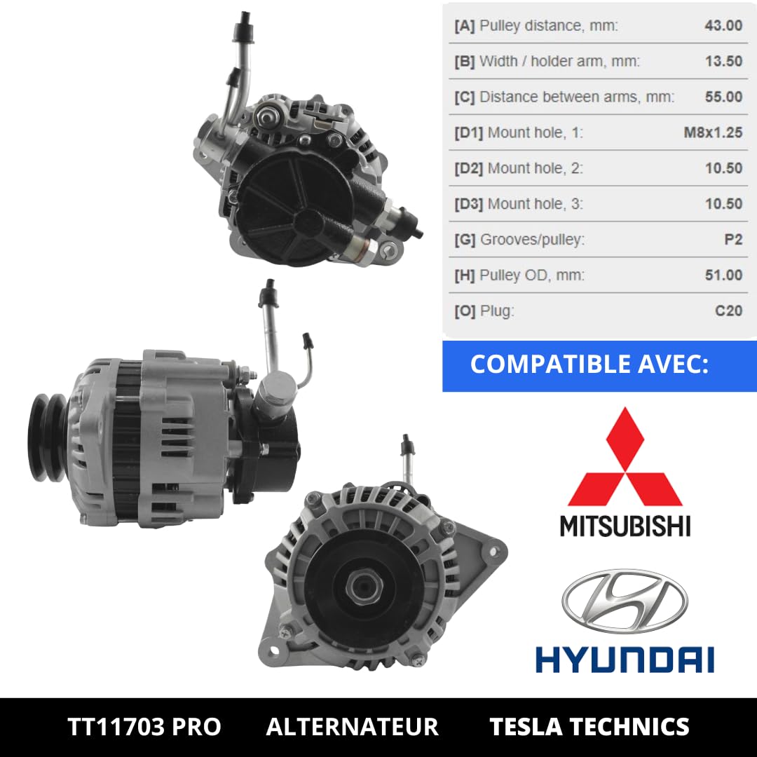 Alternateur TESLA TECHNICS TT11600 PRO 150A - Compatible Land Rover, BMW - 12V, Qualité Reconstruit