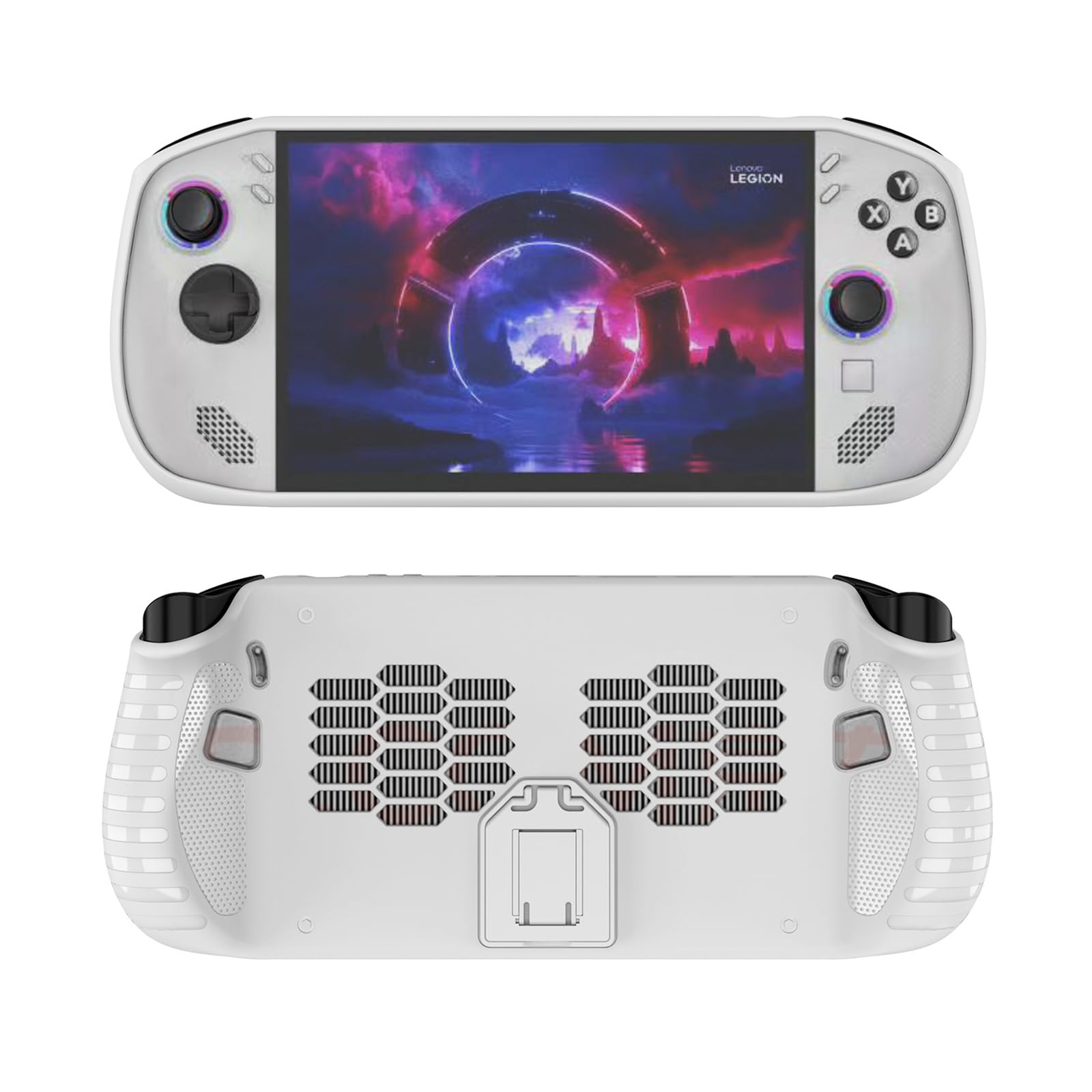 Hzycwgone Case for Lenovo Legion Go S(2025),TPU Grip Protective Cover for Lenovo Legion Go S 8ARP1 Handheld Gaming,Soft Back Case with Kickstand for Legion Go S Portable Console(White)