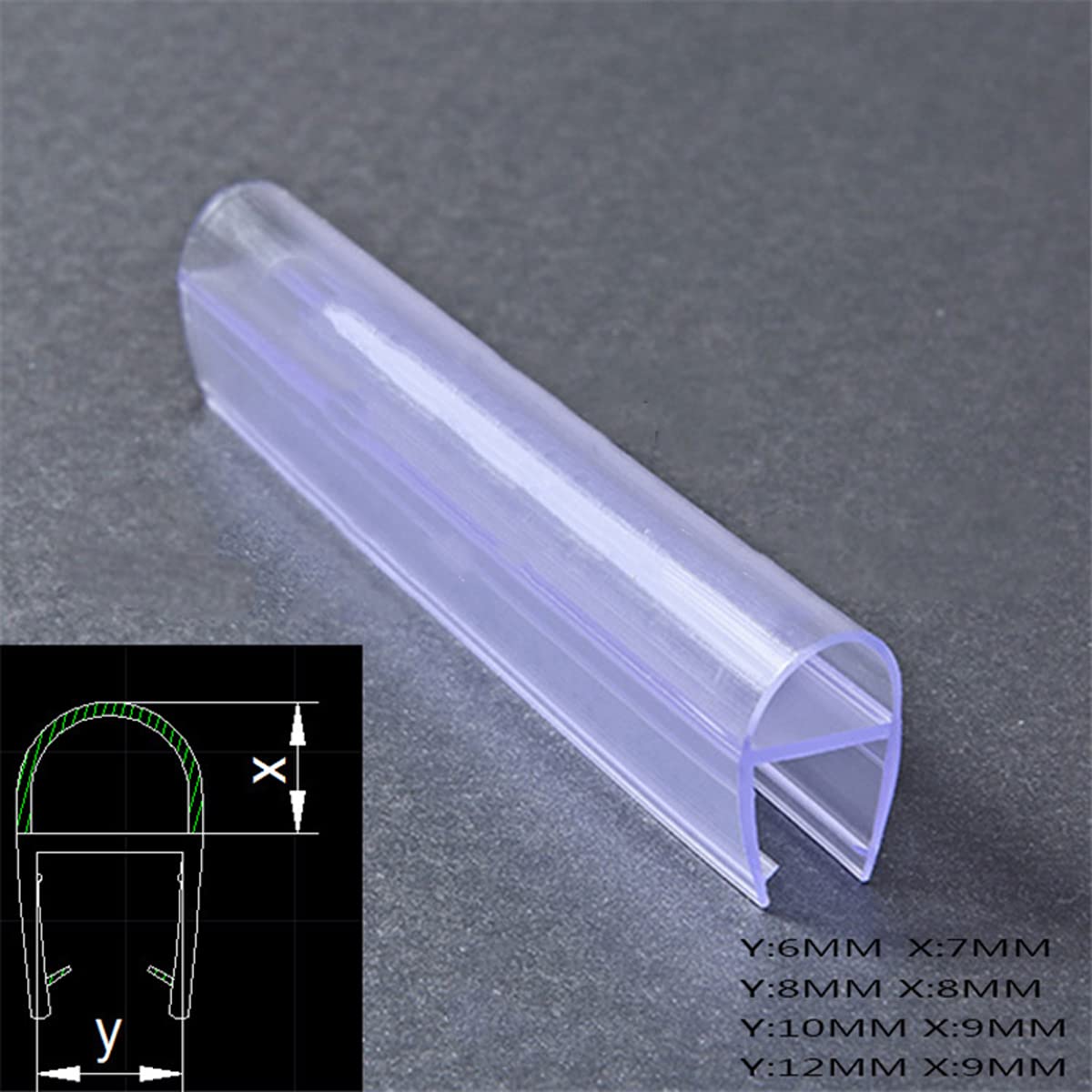 Lot de 4 joints d'étanchéité en silicone pour porte de douche de 6 à 12 mm - 2 m - Étanche - Empêche les fuites et l'humidité