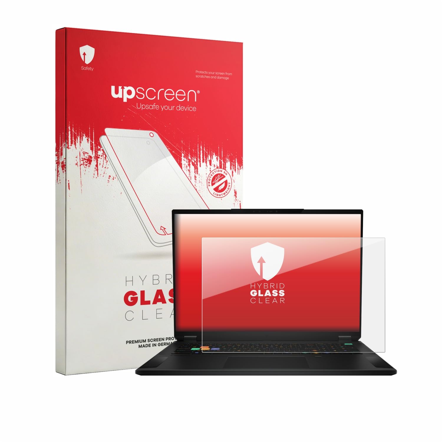 upscreen Lámina Cristales para MSI Stealth 18 HX AI | , Transparente Protección Pantalla Made in Germany, 9H Dureza Hybrid Tempered Glass