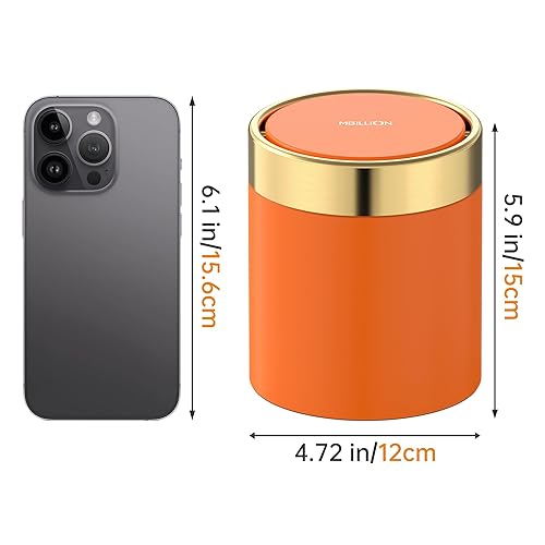 Vista 38 de Mini bote de basura con tapa, cubo de basura pequeño de escritorio para reciclaje, bonito bote de basura de metal para uso en encimera de mesa