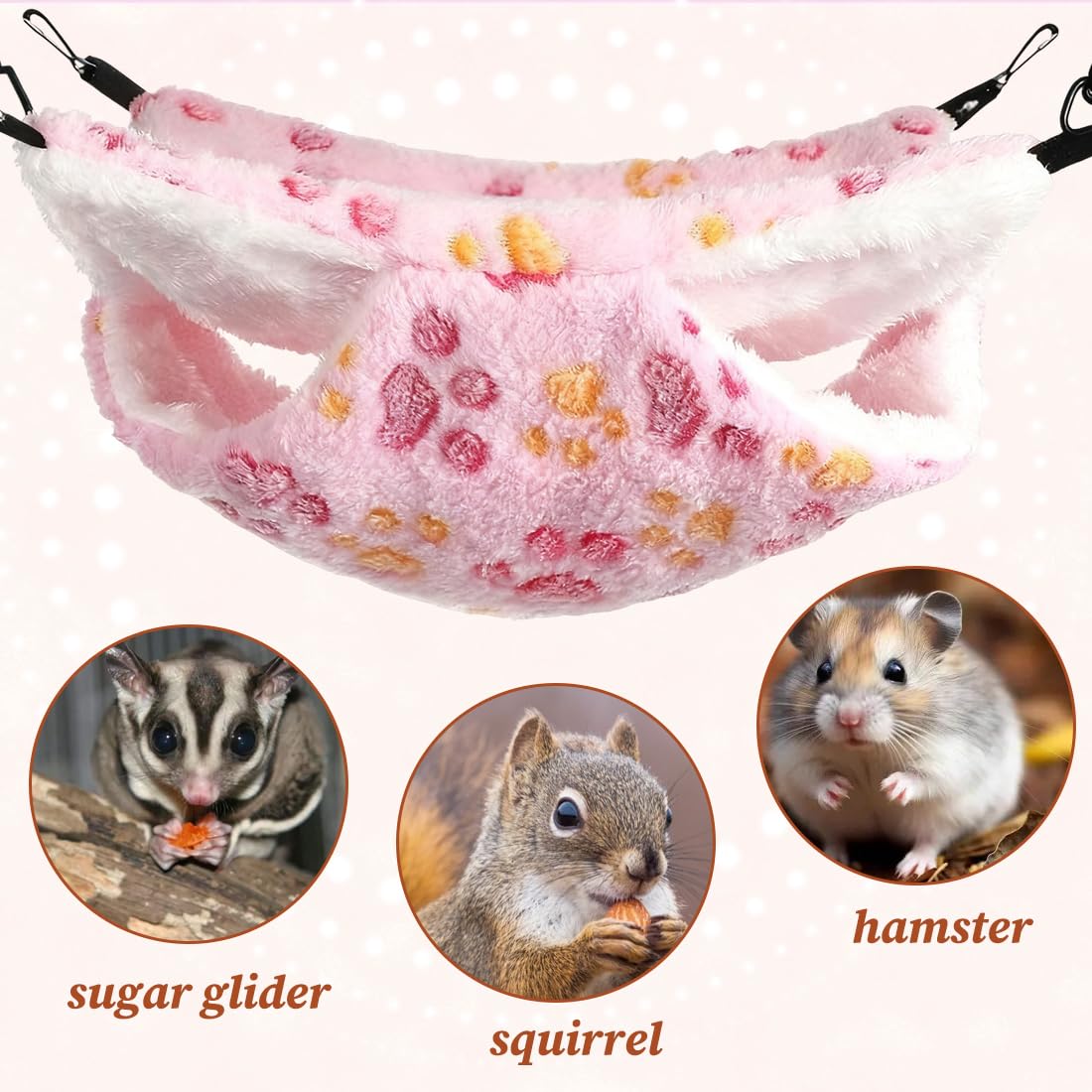 1 Pièce Hamac pour Cochons d'Inde et Petits Animaux, Doux et Chaud en Polaire, Accessoire pour Cage, Lit Suspendu pour Dormir, Rats, Furets, Hamsters (Étoile)
