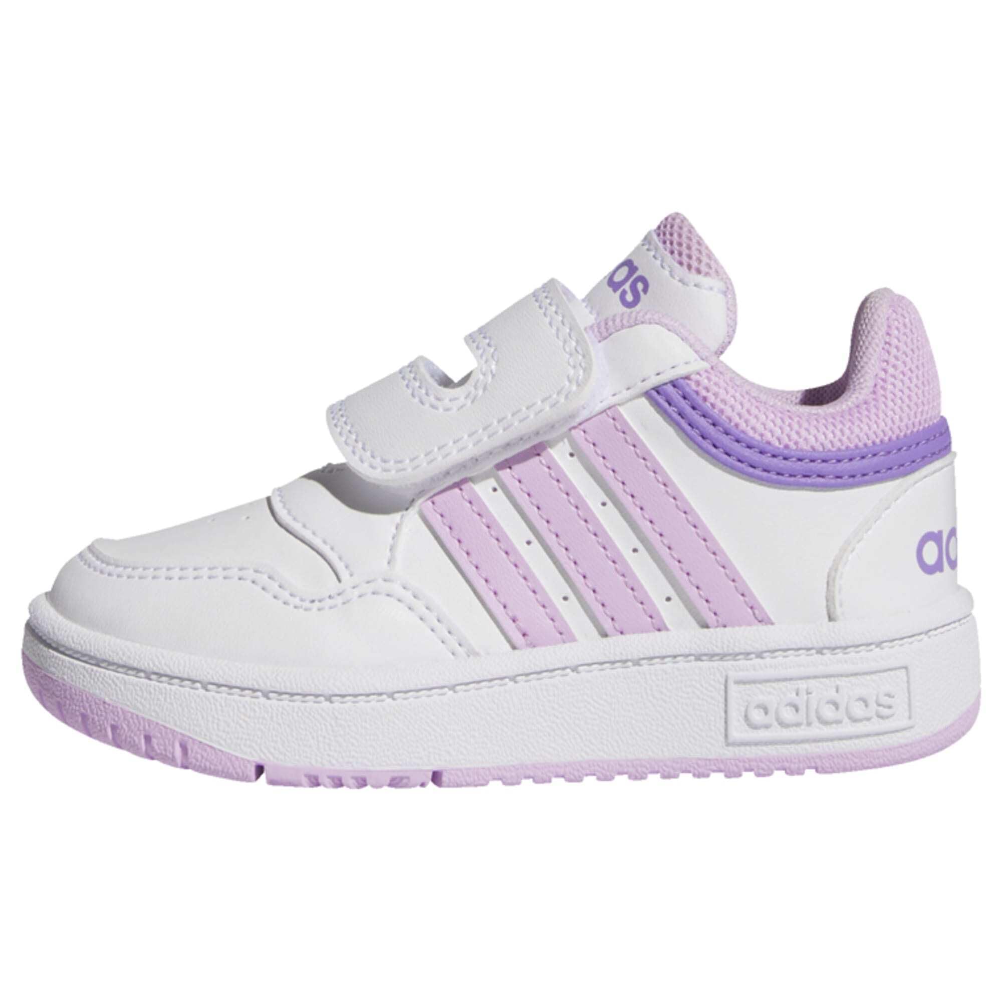 adidas Unisex Baby Hoops Sneaker, Ftwr White Bliss Lilac Violet Fusion, 8.5 UK Child