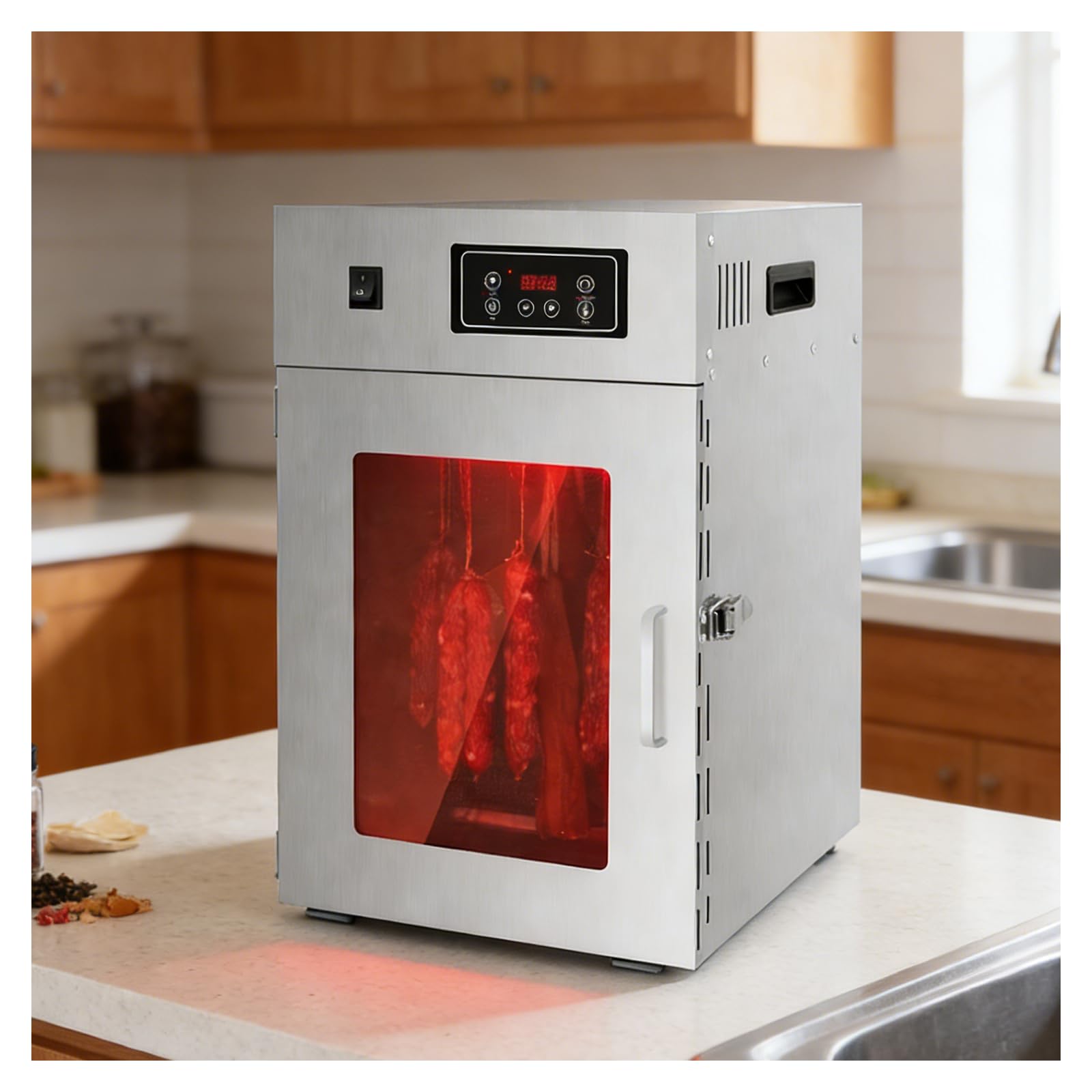 Essiccatore Alimentare Commerciale, essiccatore Rotante per Carne con Timer 24 Ore, capacità 15 kg, Adatto per preparare Carne secca, Pancetta, Pesce essiccato, ECC.